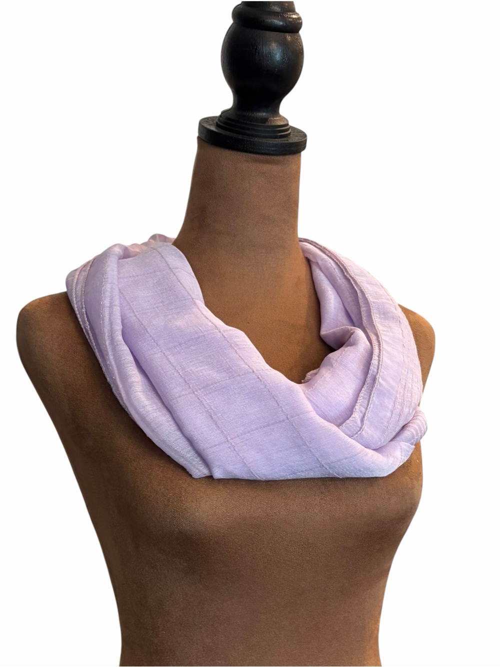 Large Square Scarf Lavender Purple 41x42” Embroidered Border & Checked Pattern